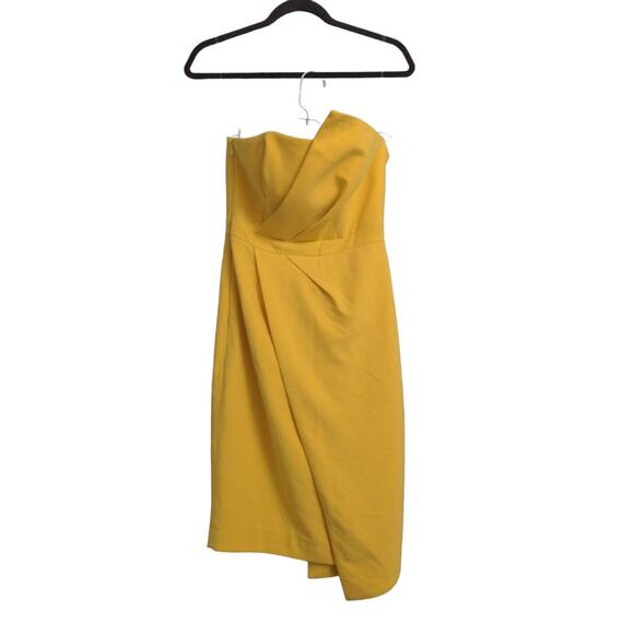 House Of CB London Womens Uma Sheath Dress Yellow Asymmetric Cocktail Formal S - Picture 1 of 7